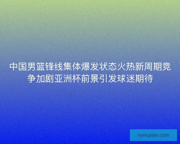 中国男篮锋线集体爆发状态火热新周期竞争加剧亚洲杯前景引发球迷期待